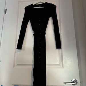 Forever 21 Black Long Sleeve Button Dress